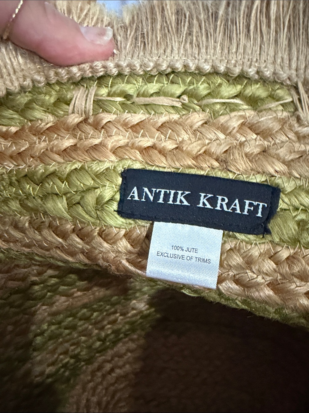 Antik Kraft Dark Citron Jute Straw Tote Purse NWT - Picture 4 of 7